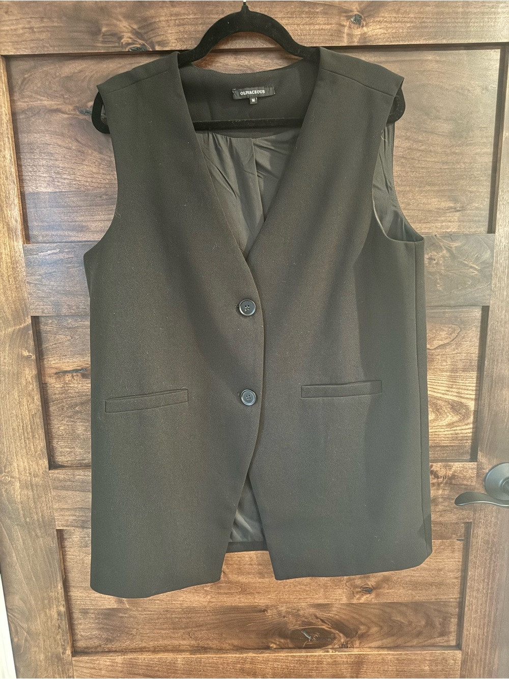 Olivaceous Black Sleeveless Blazer Vest
